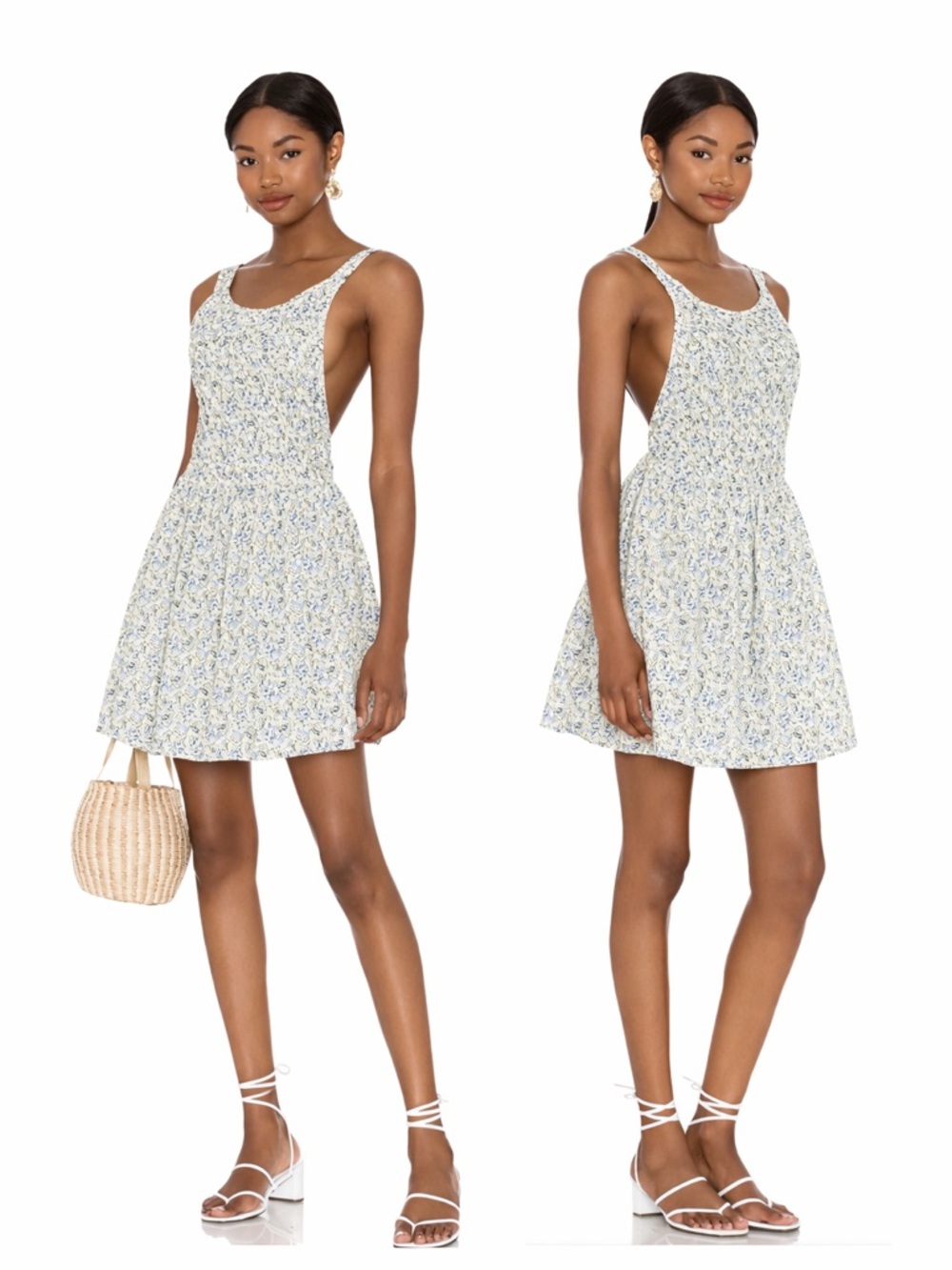 Free People PETUNIA Floral Smocked Mini Dress Tea Ditsy Size XS Cottagecore